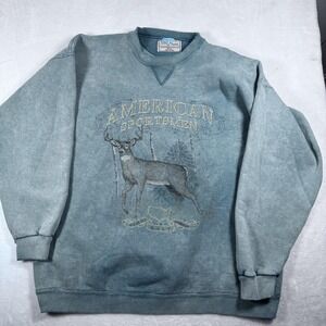 Vintage Galt Sand Sweatshirt Mens XL Green Deer Hunting American Sportsmen 90s